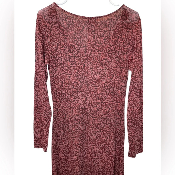Peruvian Connection Floral Pattern Long Sleeve Maxi Dress Size Small Maroon/Pink - Picture 5 of 11